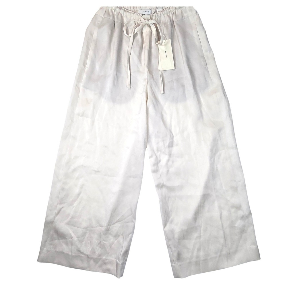 Vince Wide Leg Satin Crop Pants Womens XS Pale Champagne NWT Chic Pajama Core